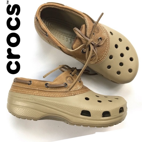 Crocs Islander Pitcrew Boat Shoes Tan 